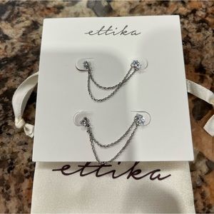 Ettika Double Piercing Chain Drop Earrings